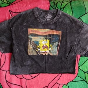 🖤***2 For $15*** Screaming SpongeBob crop top tshirt jr XL